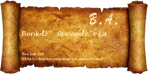 Benkő Annamária névjegykártya