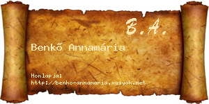 Benkő Annamária névjegykártya